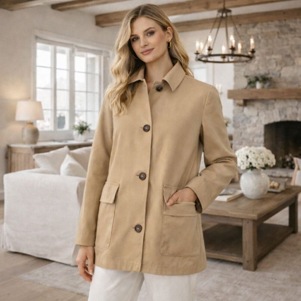 AKRIS Trench Jacket Chore Coat adjustable to 3/4 length Option